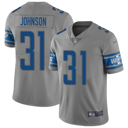 Detroit Lions Limited Gray Men Ty Johnson Jersey NFL Football #31 Inverted Legend->detroit lions->NFL Jersey